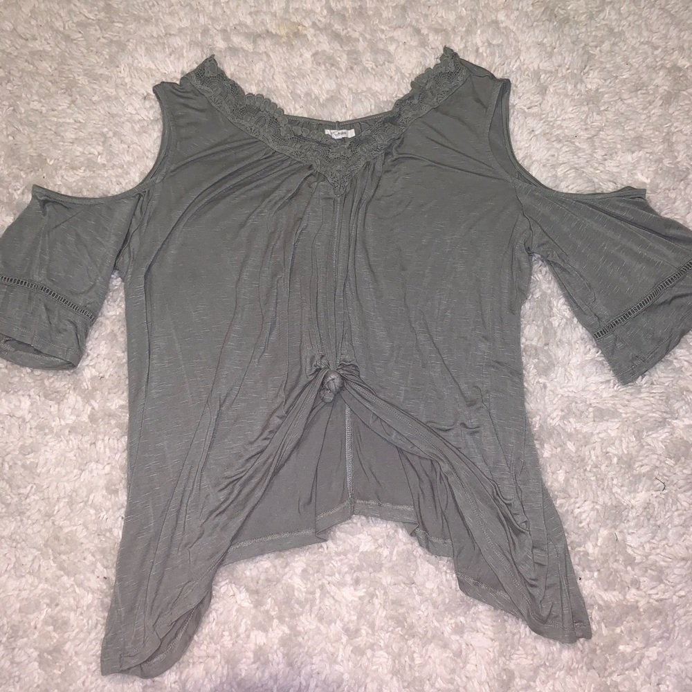Green Off-the-Shoulder shirt